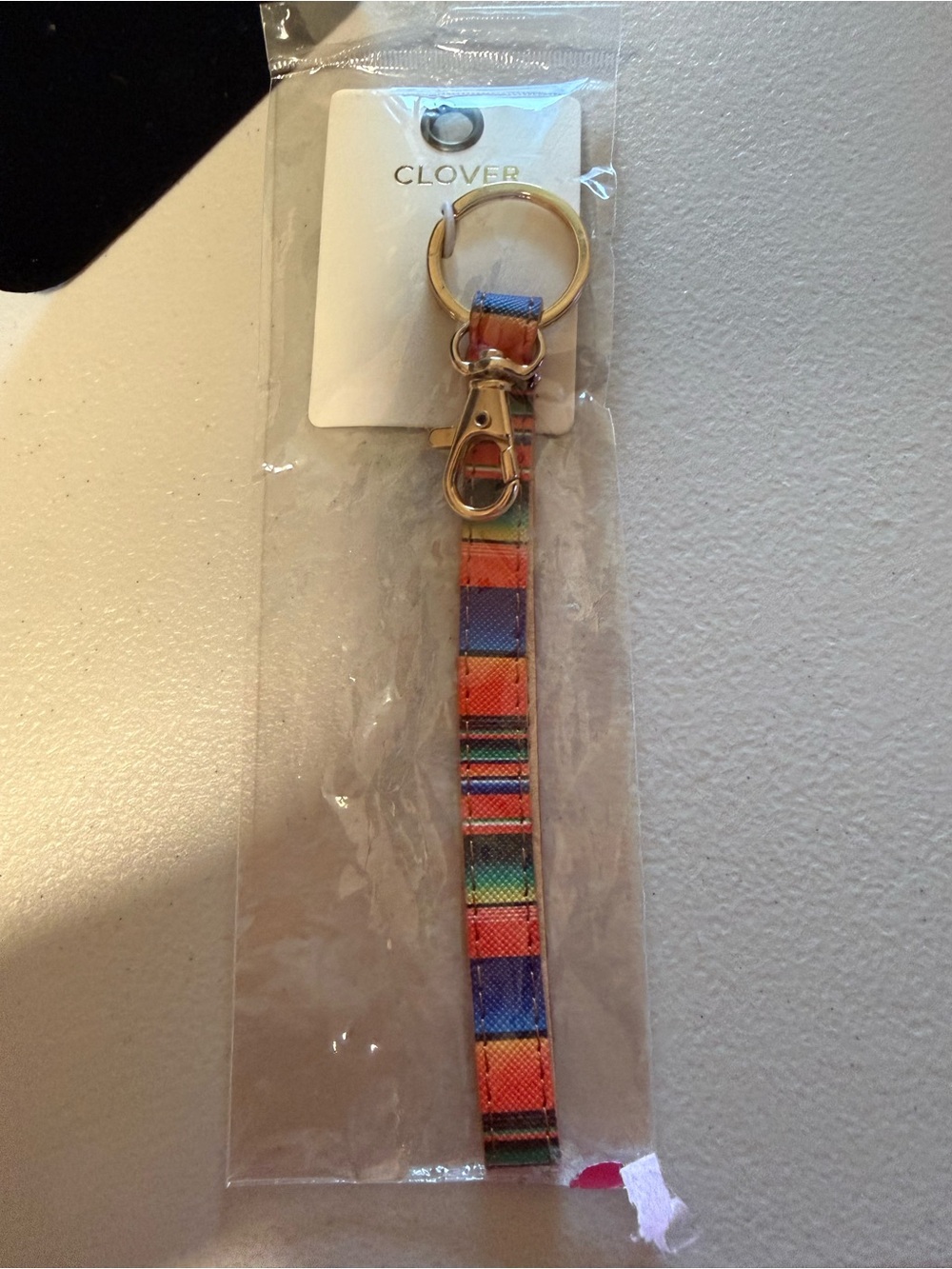Clover Multicolor Striped Bag Charm. Limited edition